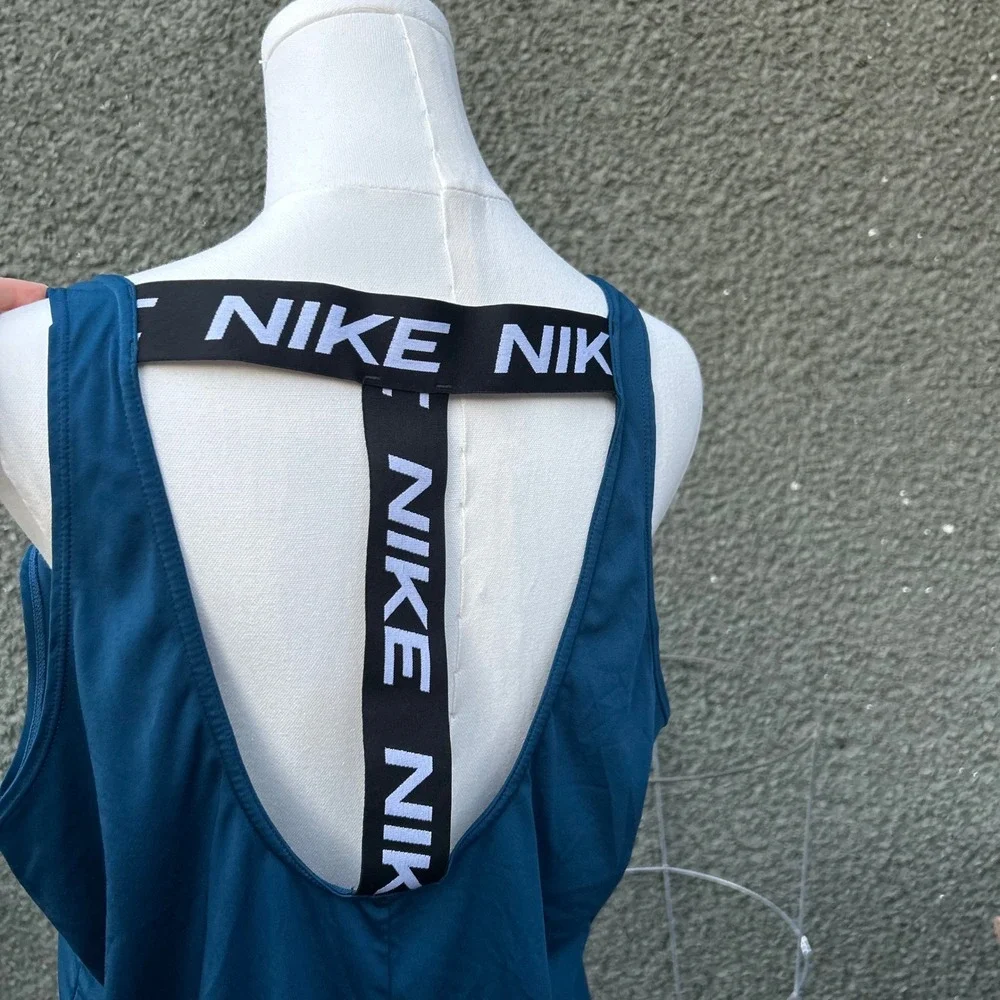 Nike Dri-Fit Tank Top Women XL Teal Blue Logo T-Back Racerback Athletic Workout
